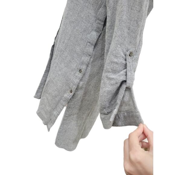 ZARA Gray Linen Tunic Top Button Down Long Sleeve Shirt Lagenlook Boho - Picture 10 of 10